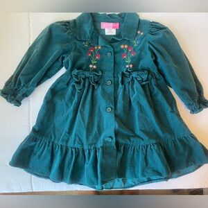 Good lad girls toddler corduroy embroidered long sleeve dress.